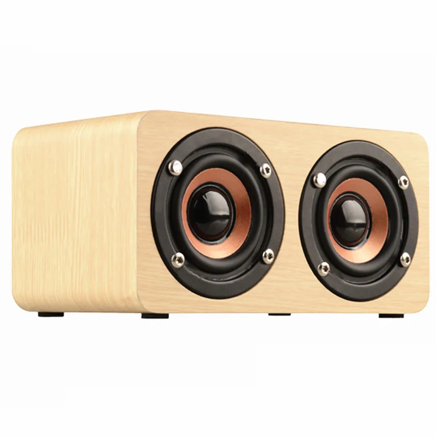 Ретро Деревянный Bluetooth Динамик HIFI Беспроводной 3D Двойные Громкоговорители