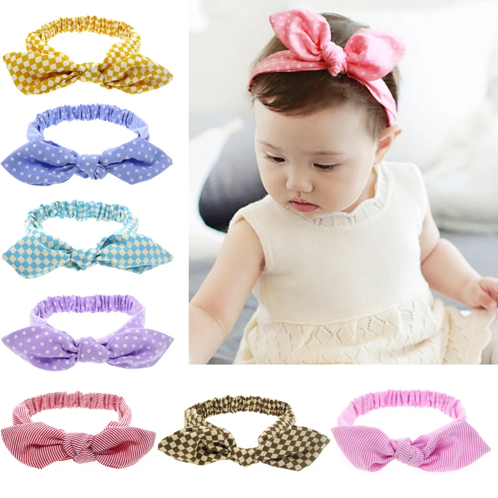 

Top Knot Tie hair bow headband with elastic , Rabbit Ear headband