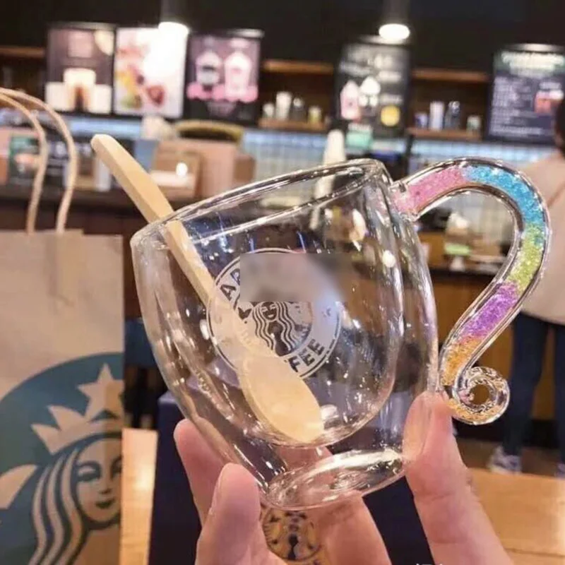 Классическая кофейная чашка с радужной ручкой стеклянные чашки рисунком русалки