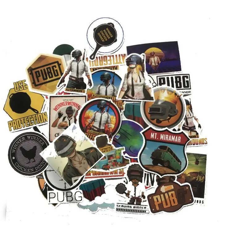 

29Pcs/lot Playerunknows PUBG Game Stickers For Car Laptop Luggage Computer Bicycle Phone case Skateboard Pad Decal Sticker