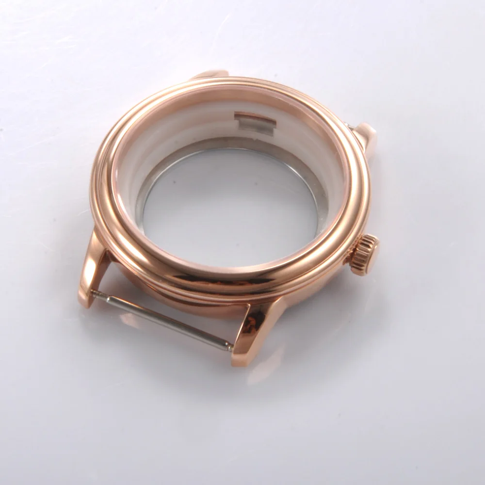 

Чехол для мужских часов, механические, со светящимся механизмом, 40 мм, розовое золото, подходит для ETA 2836/2824 Miyota 8215/821A 82