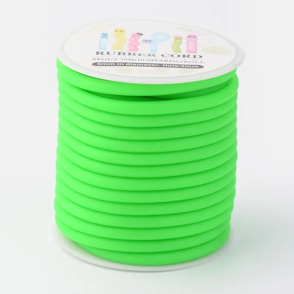 Lime Green Приблизительно 10,94 ярдов(10 м)/рулон 5 мм силиконовый резиновый шнур, обернутый вокруг пластиковой катушки для DIY ожерелье браслет ювелирные изделия - Цвет: Lime Green