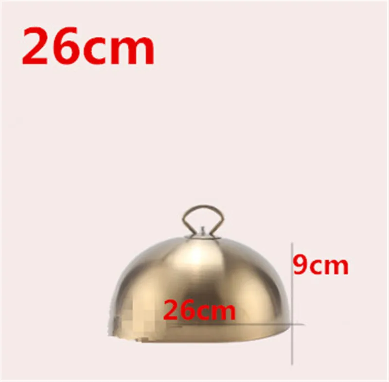 Golden 26xH9cm Крышка из нержавеющей стали, круглая Золотая Крышка для стейка, западный стиль, без магнита, крышка для сковороды, повышающая рост, Корейская Крышка для барбекю, котелок для барбекю - Цвет: Golden 26xH9cm