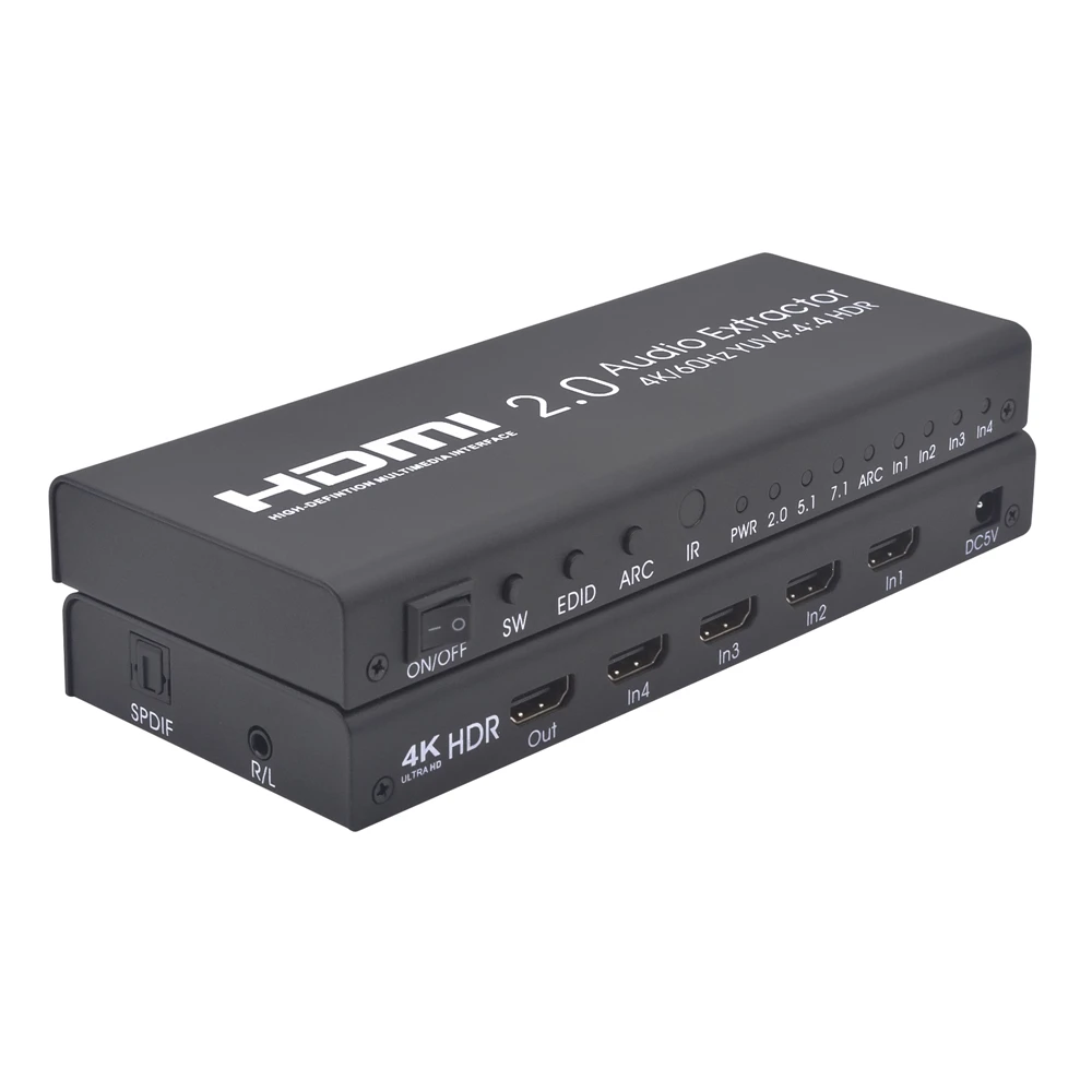 HDM2.0 аудио сплиттер HD 4 в 1 выход с разъединением HDMI коммутатор 4K60Hz AYSA-41V20 черный |