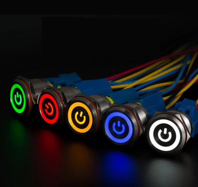 16 мм с LED3V 5 в 6 в 12 В 24 в 110 В 220 В металлический кнопочный переключатель Мгновенный Кнопочный автоматический сброс водонепроницаемый с подсветкой самоблокирующийся
