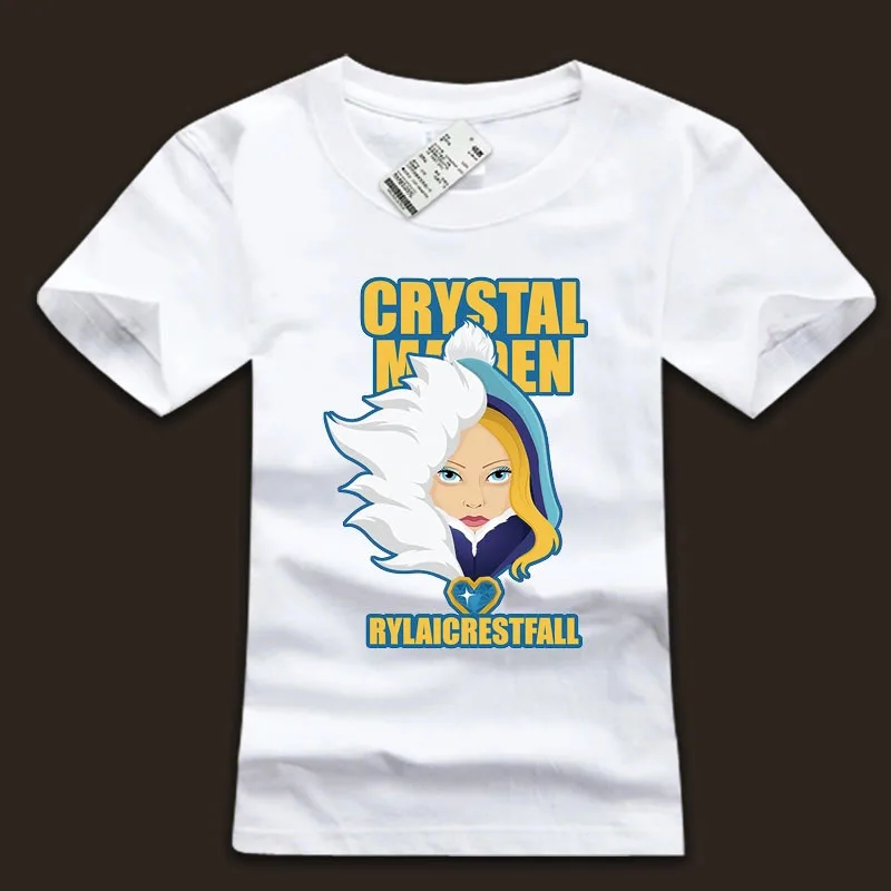 DOTA 2 Crystal Maiden футболки 100% хлопок черный белый серый плюс размер XS 2XL 3xl короткий