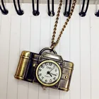 Новинка, классические часы унисекс в стиле ретро, бронзовые Кварцевые часы с подвеской в виде камеры, карманные часы с цепочкой, часы в подарок на Рождество и день рождения