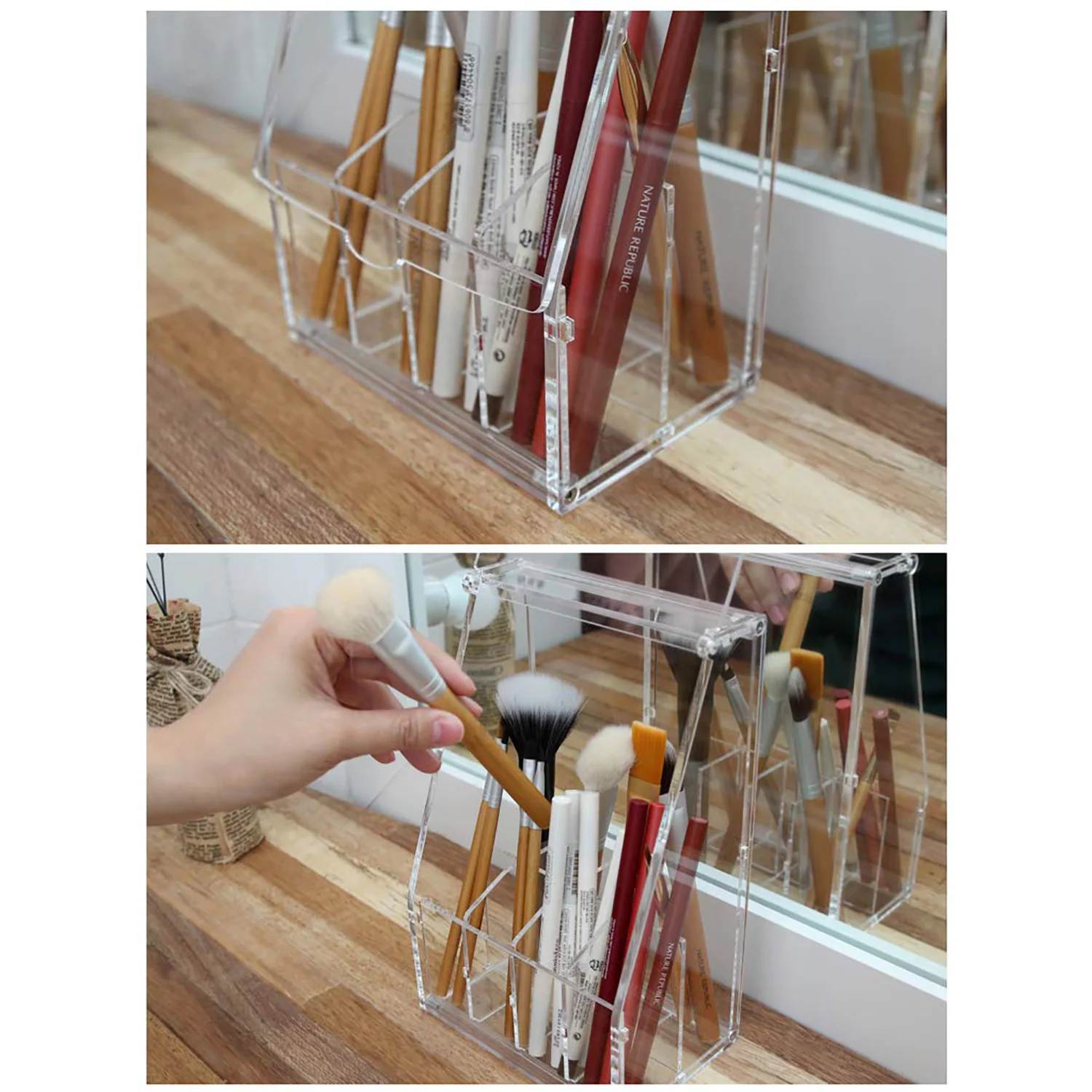 Прозрачный акриловый DIY держатель щеток для макияжа косметический Органайзер 8 Отсек