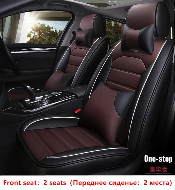 2 pcs with pillows Специальные кожаные чехлы для сидений автомобиля для hyundai solaris tucson creta getz i30 i20 accent ix35 аксессуары автостайлинг - Название цвета: 2 pcs with pillows