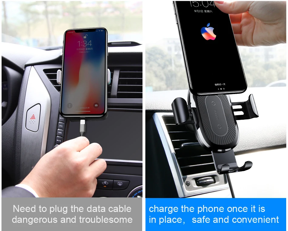 Автомобильное крепление Qi Беспроводной Зарядное устройство для iPhone X 8 плюс