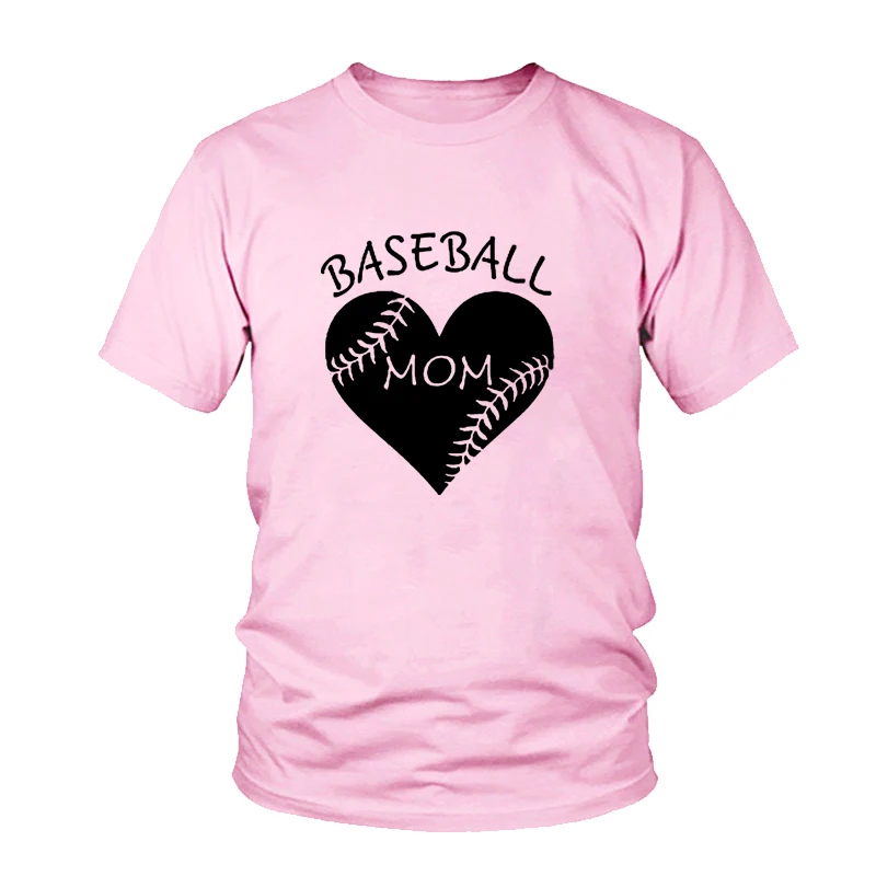 

Fashion Spring 2018 Women T-Shirt Short Sleeve Baseball Mom Heart Print O-Neck Tees Female Solid Gray Casual Ladies Tops