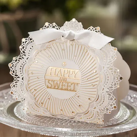 Лазерная резка цвет белый кружева свадебные сувенирные коробки с лентой|lace