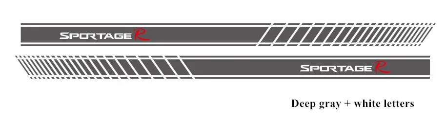 Deep gray-white 2 шт./лот Sportage автомобильный боковой Стикер для KIA Sportage R Racing Sport Stripes Авто двери виниловые наклейки - Название цвета: Deep gray-white