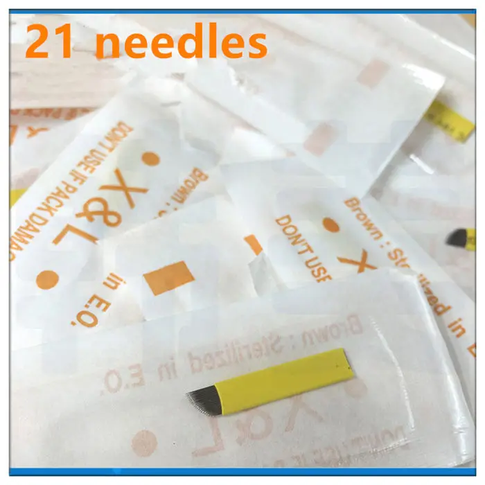 300 Pcs 12 14 18 Pins Permanent Makeup Manual Eyebrow Tattoo Needles Blade For 3D Embroidery Microblading Pen Machine | Красота и