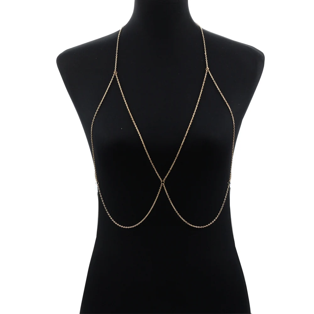 Цепи тонкий корпус бюстгальтер Жгут ожерелье шеи цепь Bralette сексуальное тело цепи