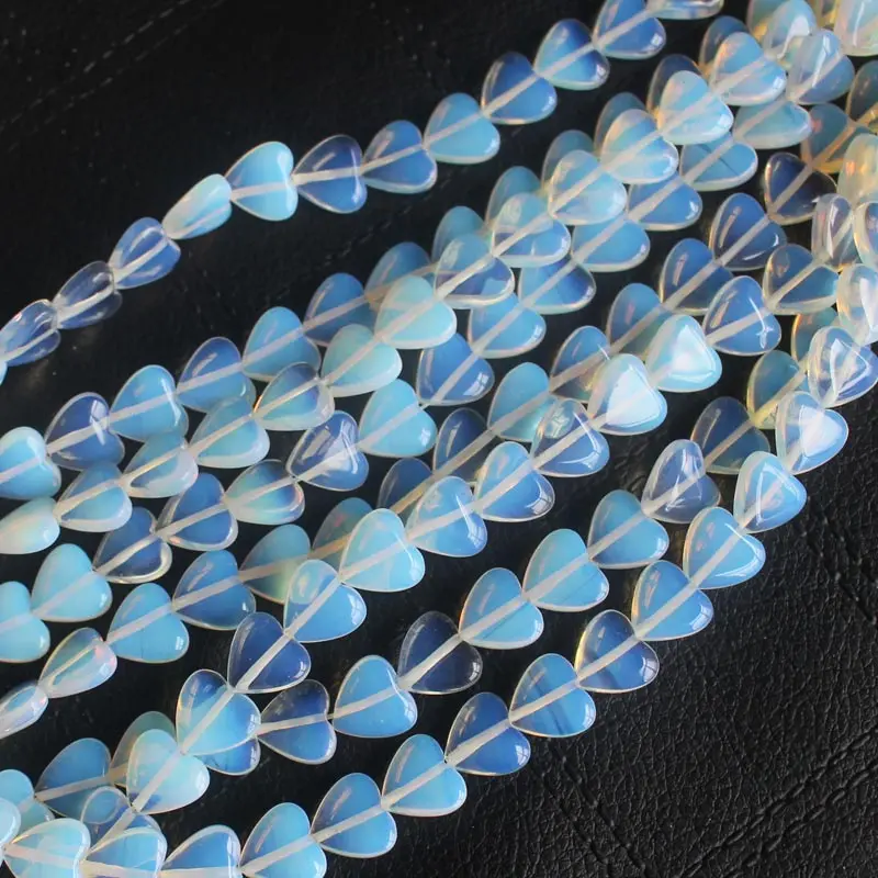 12mm White Opal Heart Shape Loose Beads 14&quot DIY Jewelry Making ! wholesale for all items! | Украшения и аксессуары