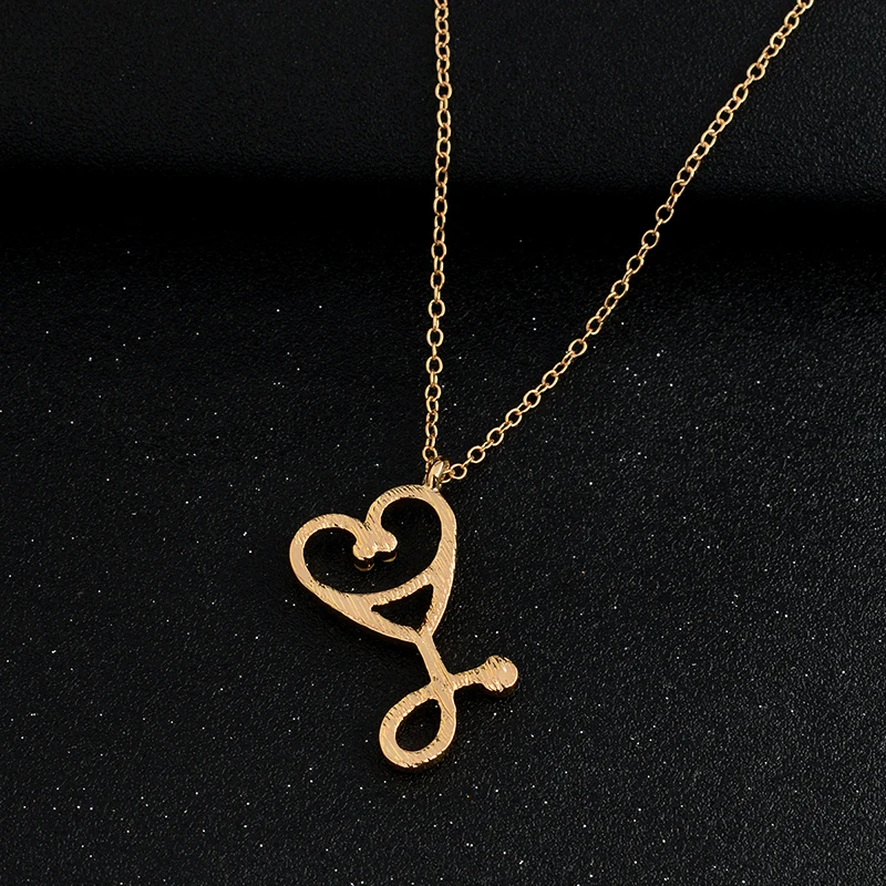 Простое Золотое Ожерелье Подвеска стетоскоп ювелирные изделия MD ожерелье