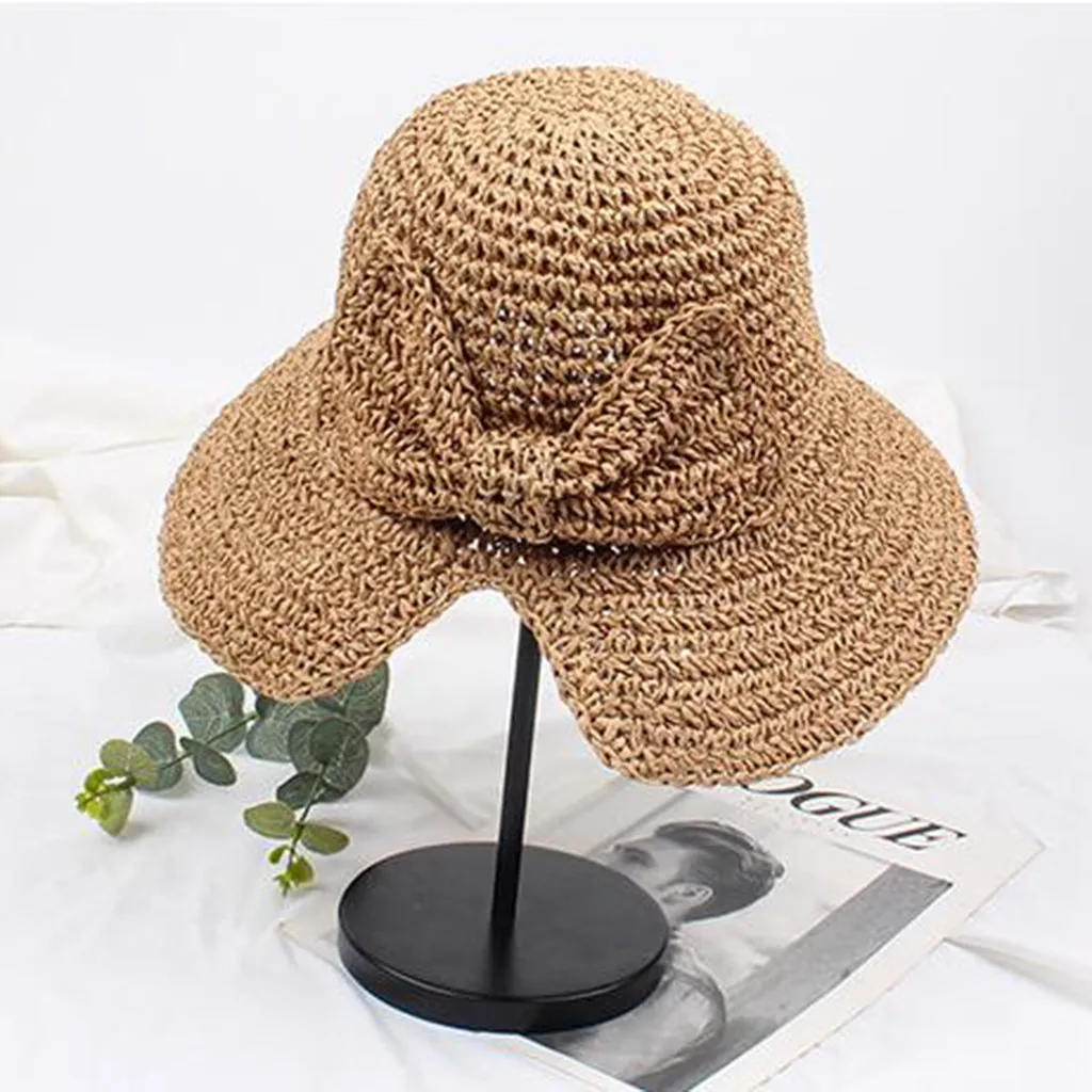 Летние соломенные шляпы для женщин с бантом шляпа от солнца широкими полями