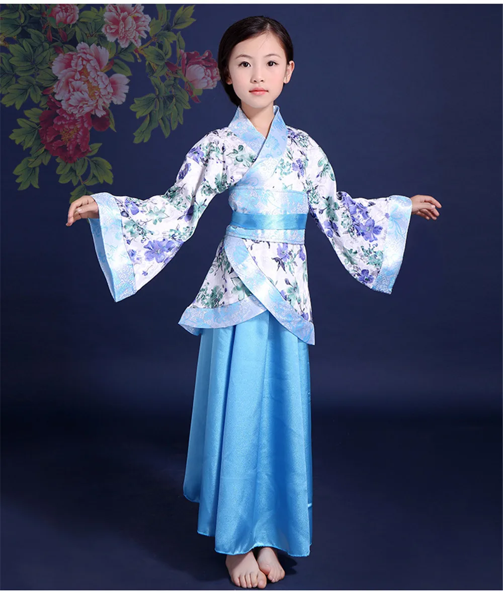 Китайский hanfu костюм девушка платье Мулан Костюмы народного танца сценический костюм китайская Стиль оперы в стиле династии Тан платье династии для девочек