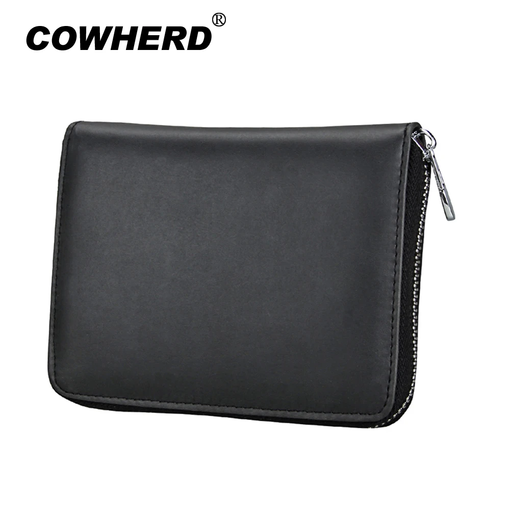 Большая вместимость мужской RFID держатель для карт Многофункциональная Кожаная