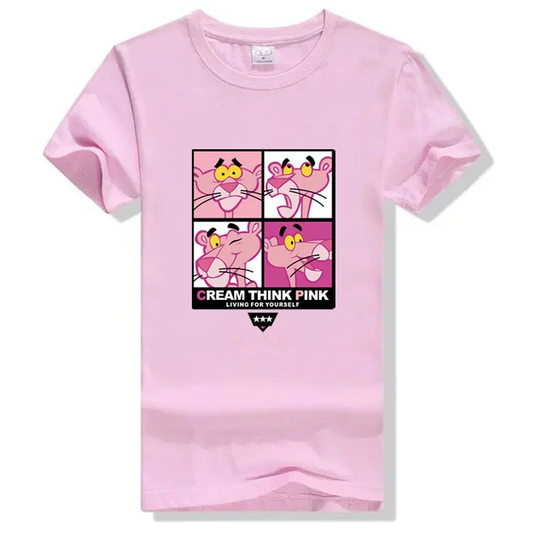 2018 новый летний розовый костюм Пантеры Мужские футболки с забавным принтом из