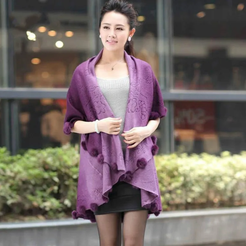 Новинка 2017 года Зима Для женщин негабаритных кашемира Трикотажное пончо Накидки