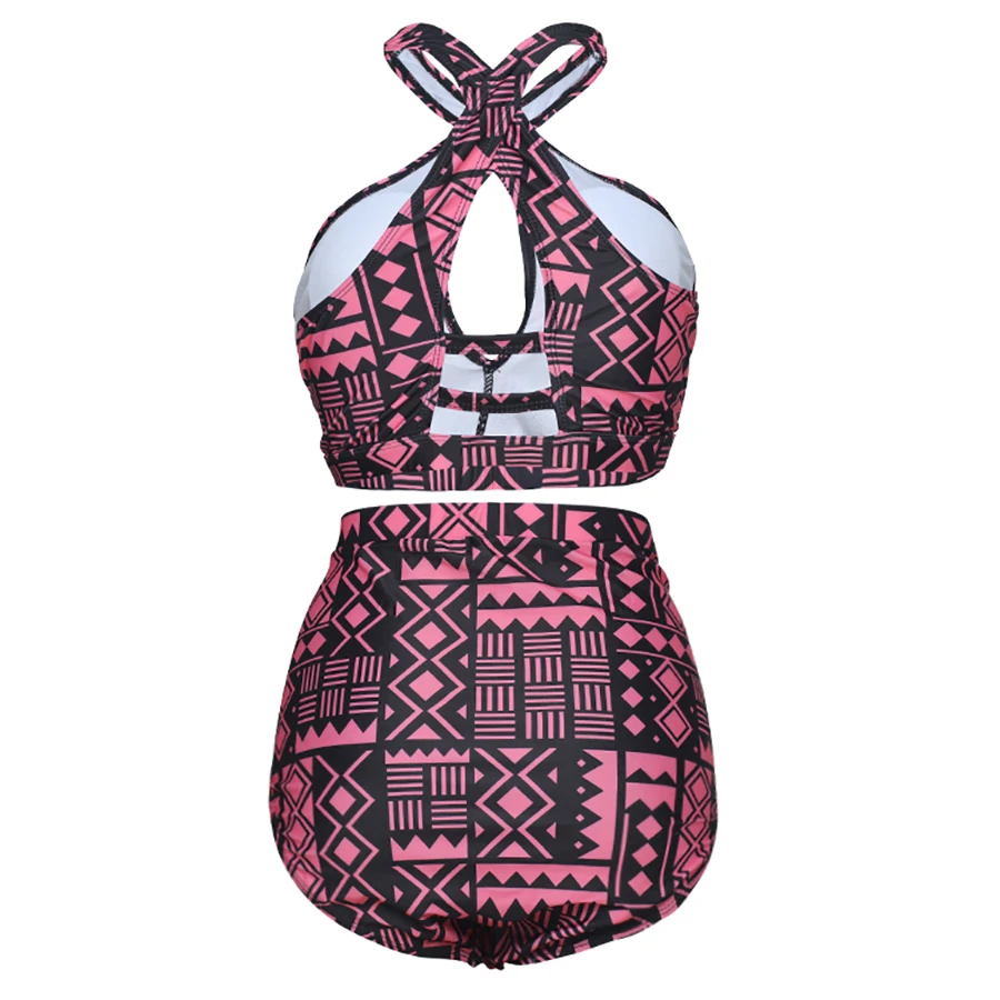 2018 Bikini Plus size swimwear women high waist bikini set cross swimsuit printed bathing suit biquini XL-4XL |