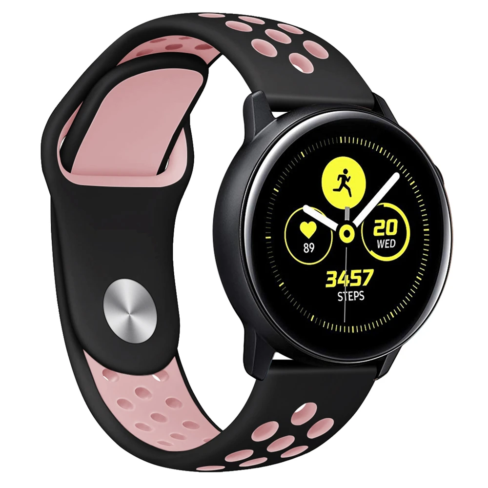 Силиконовый ремешок для samsung Galaxy Watch Active, двойной цвет, спортивный ремешок, ремешок для часов, браслет, ремешок на запястье, замена
