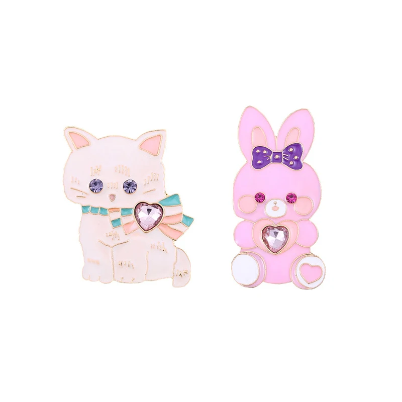 2 шт. модная брошь эмаль Металлические Булавки Мультяшные животные кролик