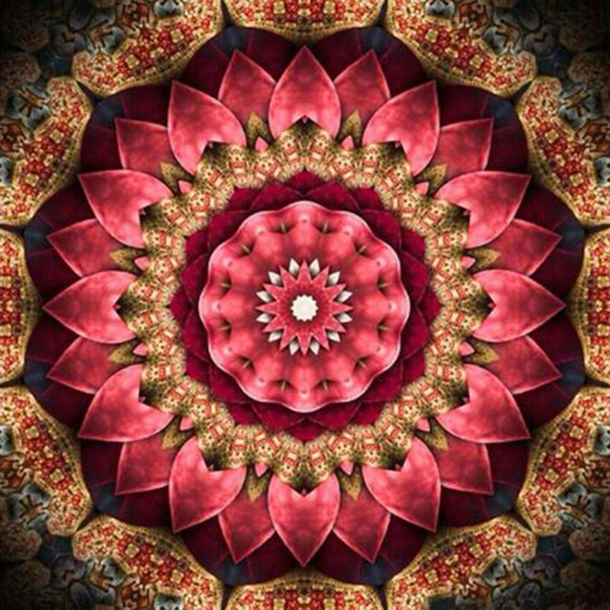 

5D DIY Diamond Embroidery Red flowers Cross Stitch Full diamond Mandala diamond Painting rhinestones handmade Christmas gift