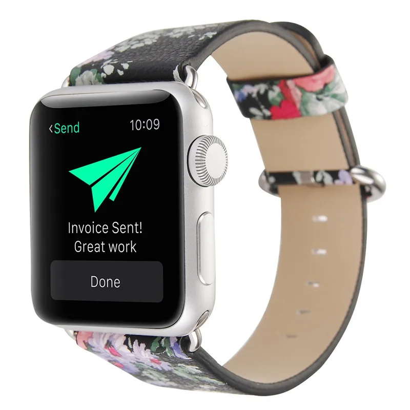 Ремешок для Apple Watch 40 мм 44 мм с модным цветочным принтом из искусственной кожи сменные ремешки 38 мм 42 мм для iWatch Series 4 3 2 1