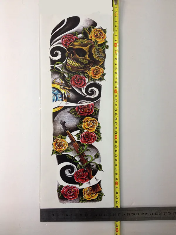 

HOT SALE Whole Hand Tattoo Sticker with Flower and Gold Skull