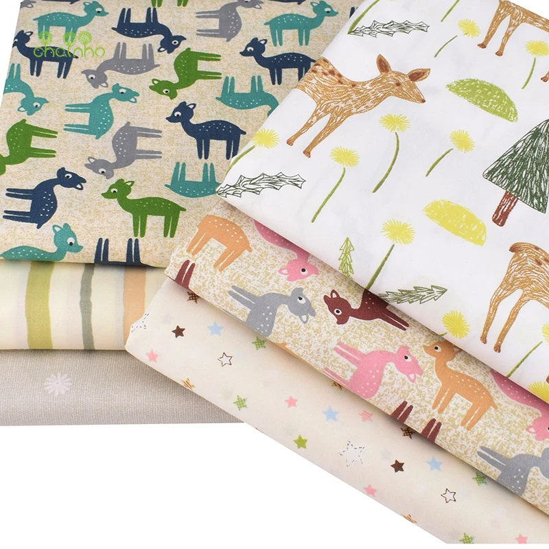 Chainho новая серия оленей саржевая хлопчатобумажная ткань с принтом Лоскутная