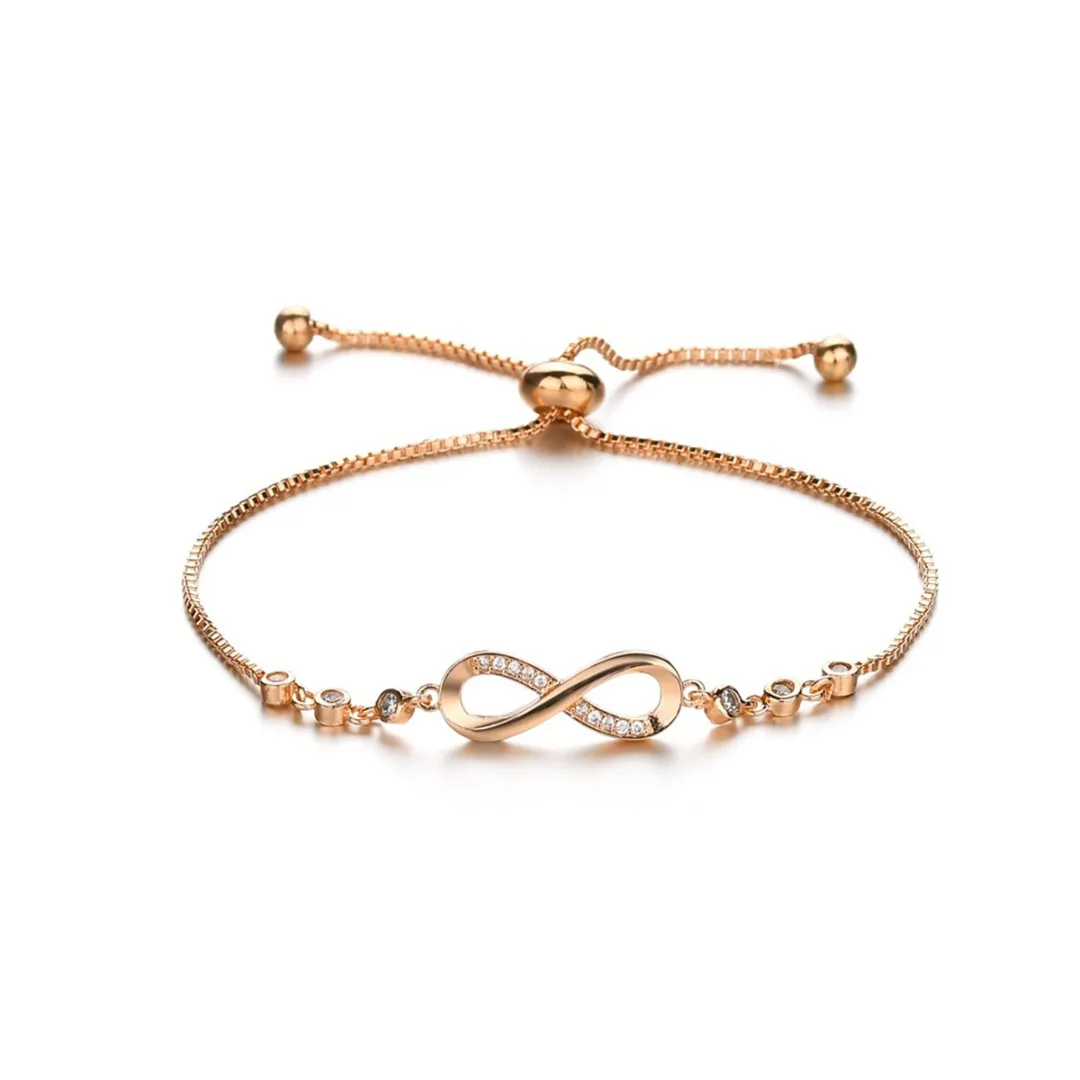 Korean Hot Fashion Simple Metal Crystal 8 Infinity Charm Bracelets For Women Adjustable Jewelry Shellhard Vintage Bangle | Украшения и