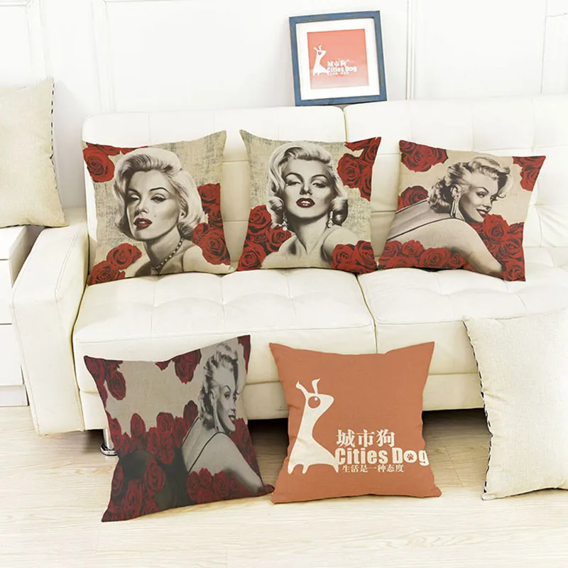 Marilyn Monroe Роза декоративная наволочка 2017 дюймов искусственная Декор Cojines 45*45