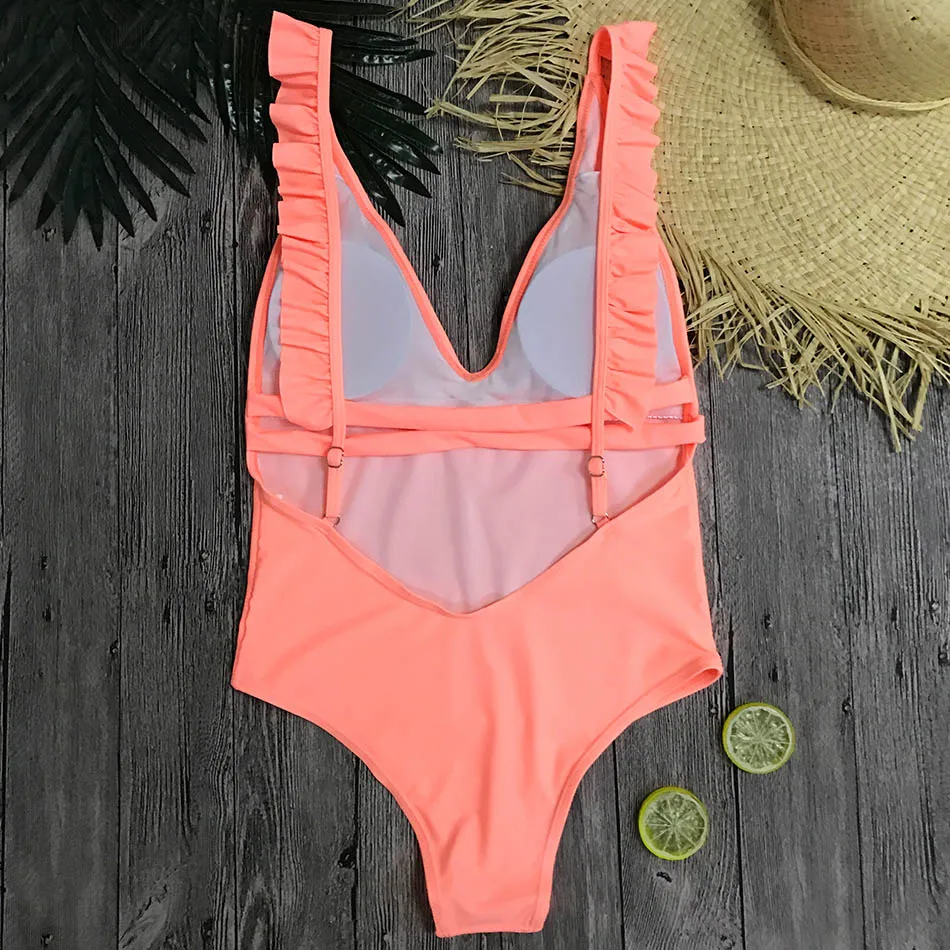 

2019 Women Sexy One Piece Swimswear Off Shoulder Swimsuit Print Solid Swimsuit Bathing Suits Beach Bodysuit Backless Monokini