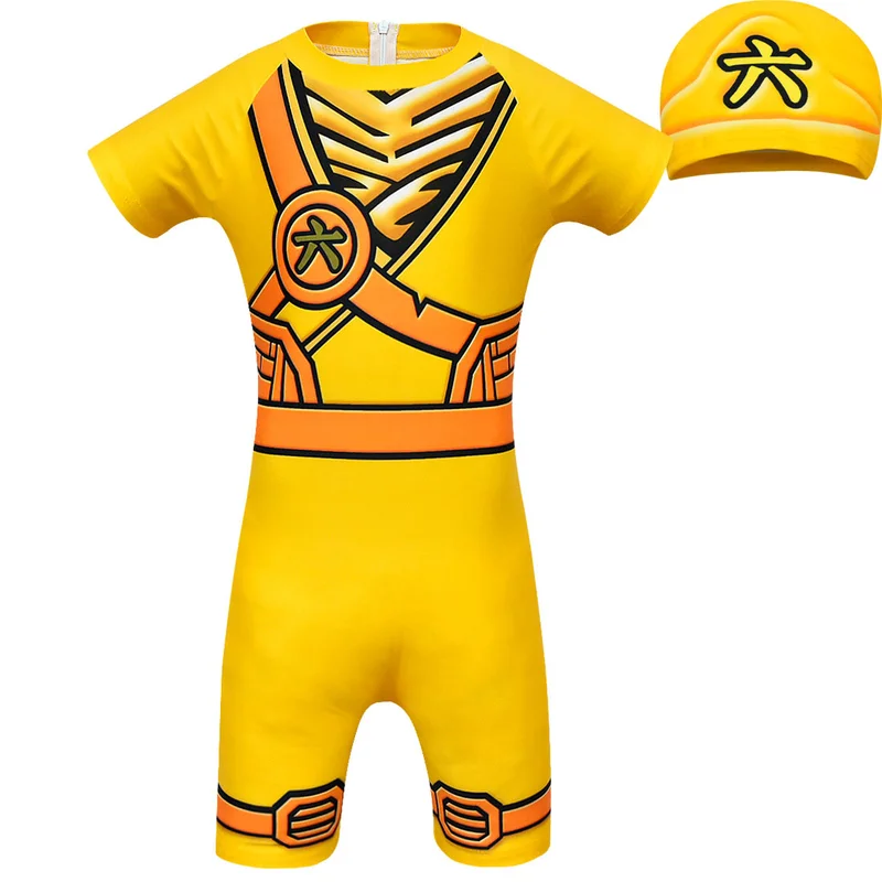Детский слитный купальник шапка + шорты мультяшный ниндзя костюмы детская одежда