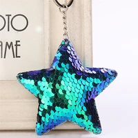 815cm sequin keychain women handbags key ring holder star shaped blingbling key chain