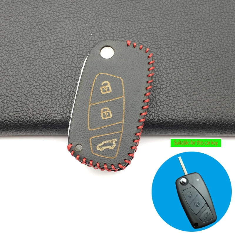 100% кожаный чехол для автомобильного ключа Fiat / Panda Stylus Stitch/Doblo/big/Bravo 500