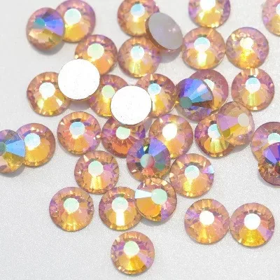 Color AB Glue on Glitter Flatback Glass Crystal Non Hot fix rhinestone For Gymnastics Clothes Shoes 3D Nail Art Decoration