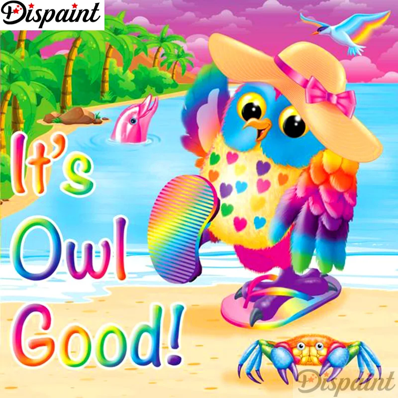 

Dispaint Full Square/Round Drill 5D DIY Diamond Painting "Owl Dolphin" Embroidery Cross Stitch 3D Home Decor A12619