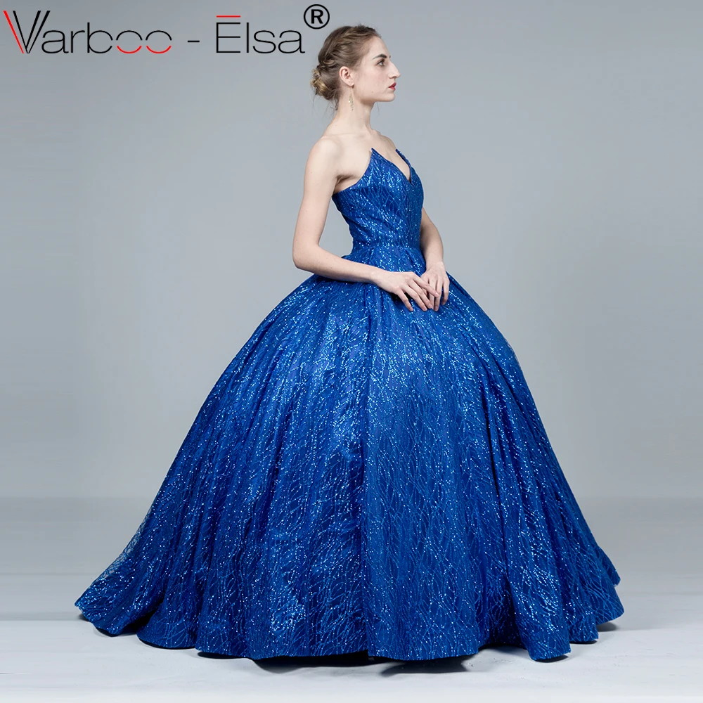 VARBOO_ELSA/горячая Распродажа блестящие ярко-синие вечерние платья сексуальное