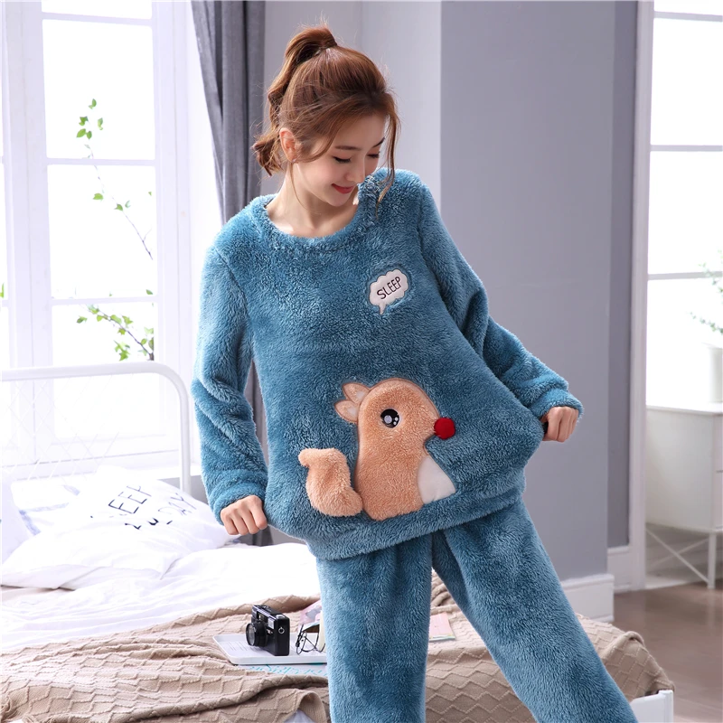2019 зимние толстые теплые фланелевые пижамные комплекты с героями мультфильмов