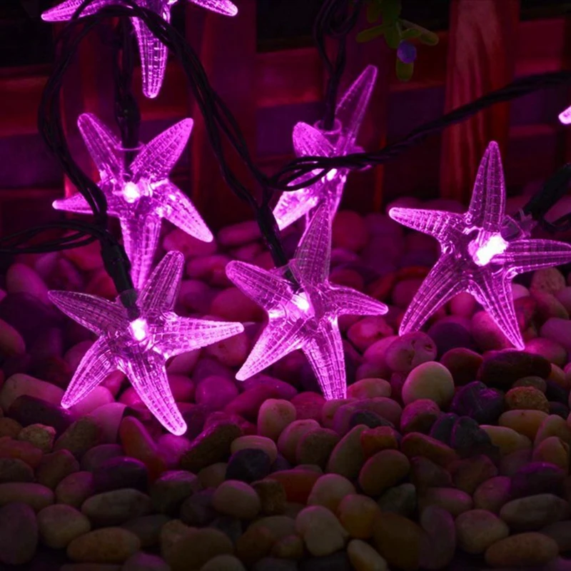 Новый 20ft 30 светодиодный Starfish солнечные Фея Рождество свет строка наиболее поп
