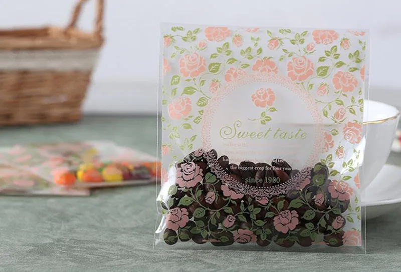 100 шт. Красивые розы цветы печенье конфеты для выпечки Пластиковые Упаковочные