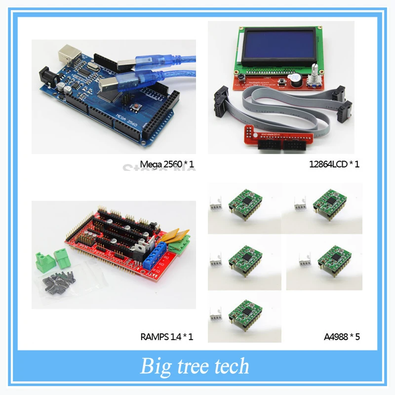 3D принтер kit 1pcs Mega 2560 R3 + контроллер RAMPS 1 4 5 шагового модуля A4988 12864 шт.|ramps 1.4 3d|1.4 3dramps |