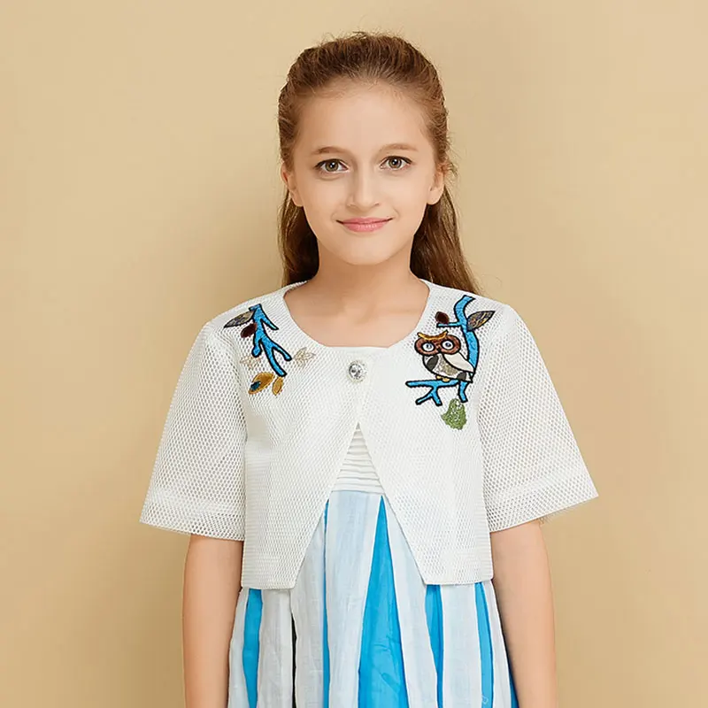 Ujar бренд короткий рукав куртка для девочек короткие узор повседневные открытые