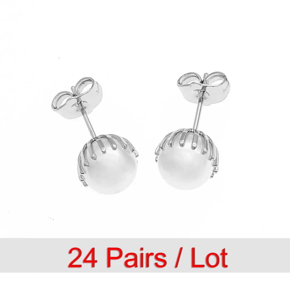 

24Pairs/Lot Pearl Earring Gold Studs Earings Golden Earrings Women Oorbel Boucles D'oreilles Perle Ohrringe Parel Kolczyki E1705