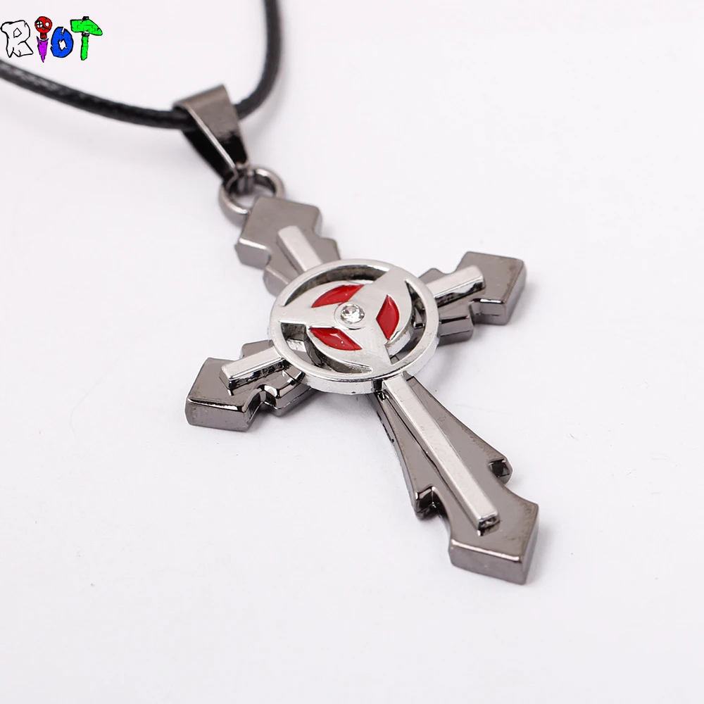 Аниме Наруто Саске Учиха Шаринган крест ожерелье цинковый сплав кулон ожерелья