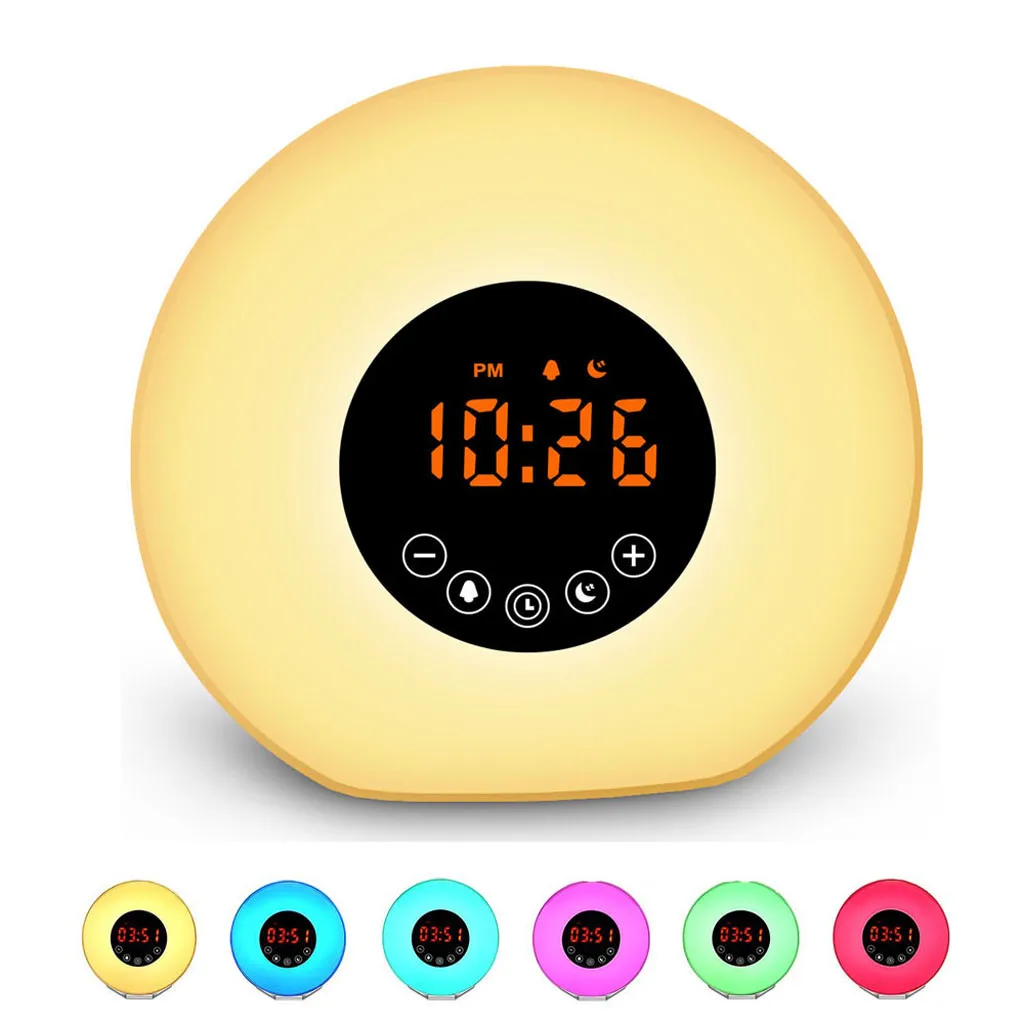 Светодиодный светильник Sunrise Wakeup, белый, теплый, белый, RGB, будильник, часы-фонарик, FM цифровое радио, светодиодный ночник, изменение цвета, Осенний сон Z528